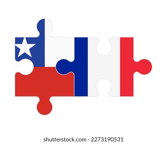 Connected puzzle of flags of Chile and France, vector