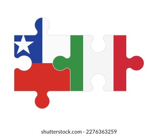 Connected puzzle of flags of Chile and Italy, vector