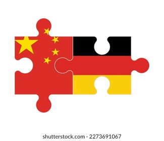 Rompecabezas conectado de banderas de China y Alemania, vector