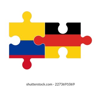 Connected puzzle of flags of Colombia and Germany, vector