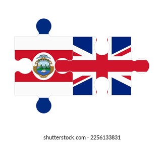 Connected puzzle of flags of Costa Rica and United Kingdom, vector