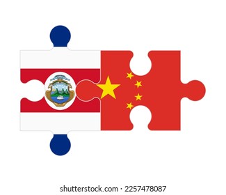 Connected puzzle of flags of Costa Rica and China, vector