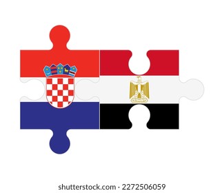 Connected puzzle of flags of Croatia and Egypt, vector