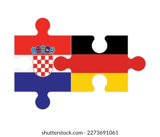 Verbundenes Rätsel der Flaggen Kroatiens und Deutschlands, Vektorgrafik