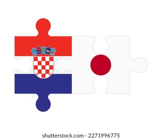 Connected puzzle of flags of Croatia and Japan, vector