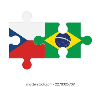 Rompecabezas conectados de banderas checas y brasileñas, vector