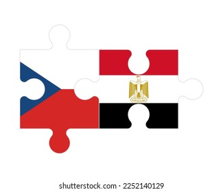 Connected puzzle of flags of Czech and Egypt, vector