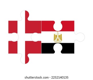 Connected puzzle of flags of Denmark and Egypt, vector