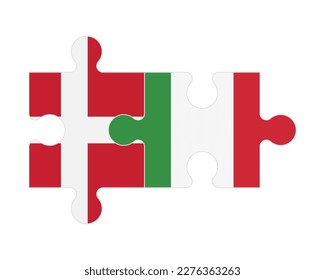 Connected puzzle of flags of Denmark and Italy, vector