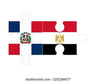 Connected puzzle of flags of Dominican Republic and Egypt, vector