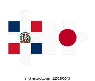 Connected puzzle of flags of Dominican Republic and Japan, vector