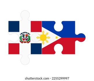 Connected puzzle of flags of Dominican Republic and Philippines, vector