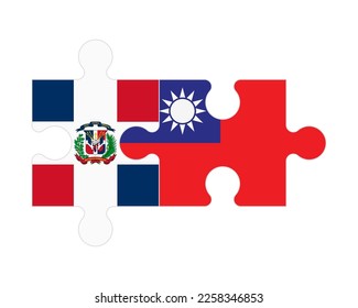 Connected puzzle of flags of Dominican Republic and Taiwan, vector