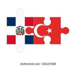 Connected puzzle of flags of Dominican Republic and Turkey, vector