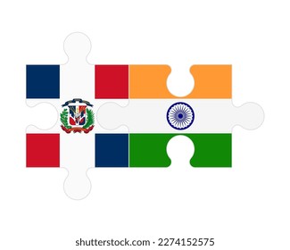 Connected puzzle of flags of Dominican Republic and India, vector