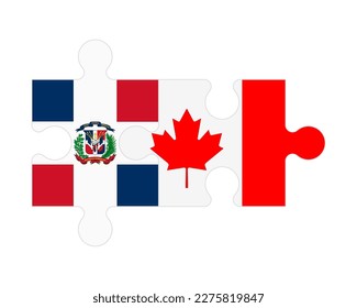 Connected puzzle of flags of Dominican Republic and Canada, vector