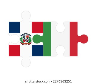 Connected puzzle of flags of Dominican Republic and Italy, vector