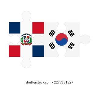 Connected puzzle of flags of Dominican Republic and South Korea, vector