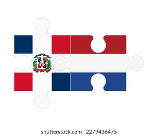 Connected puzzle of flags of Dominican Republic and Netherlands, vector