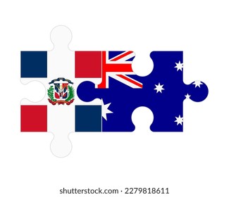 Connected puzzle of flags of Dominican Republic and Australia, vector