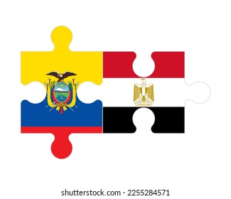 Connected puzzle of flags of Ecuador and Egypt, vector