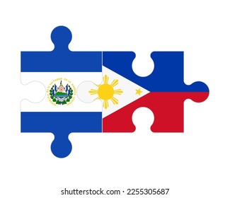 Connected puzzle of flags of El Salvador and Philippines, vector