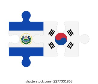 Connected puzzle of flags of El Salvador and South Korea, vector