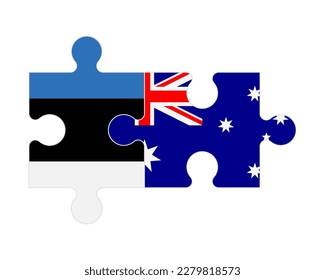 Connected puzzle of flags of Estonia and Australia, vector
