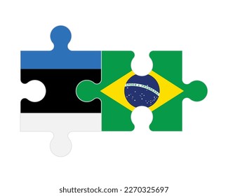 Connected puzzle of flags of Estonia and Brazil, vector