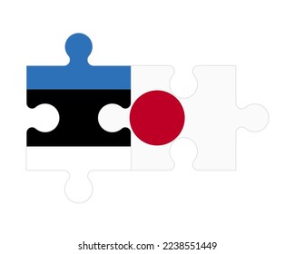Connected puzzle of flags of Estonia and Japan, vector