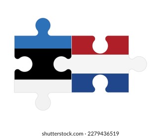 Connected puzzle of flags of Estonia and Netherlands, vector