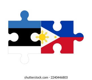 Rompecabezas conectado de banderas de Estonia y Filipinas, vector
