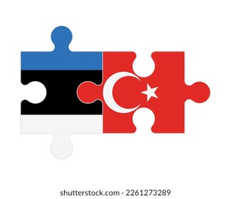 Connected puzzle of flags of Estonia and Turkey, vector