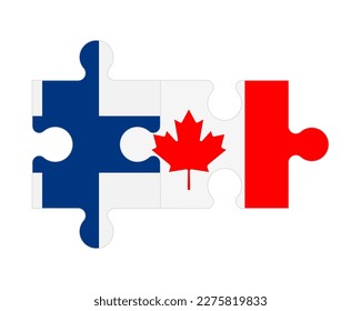 Rompecabezas conectado de banderas de Finlandia y Canadá, vector