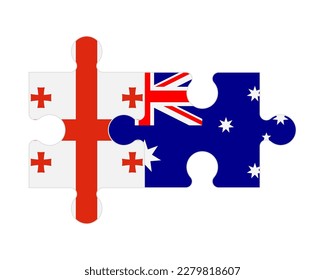 Connected puzzle of flags of Georgia and Australia, vector