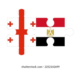 Connected puzzle of flags of Georgia and Egypt, vector