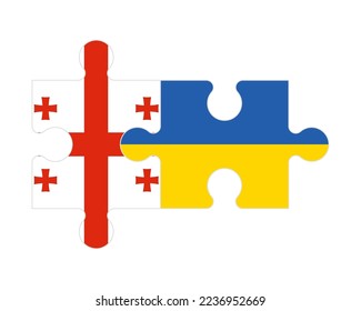 Rompecabezas conectado de banderas de Georgia y América, vector