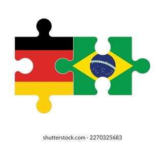 Connected puzzle of flags of Germany and Brazil, vector