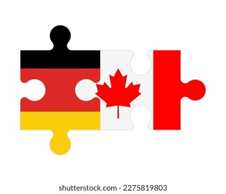 Connected puzzle of flags of Germany and Canada, vector