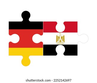 Connected puzzle of flags of Germany and Egypt, vector