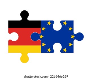 Connected puzzle of flags of Germany and European Union, vector