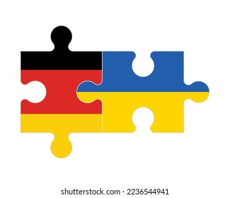 Verbundenes Rätsel der Flaggen Deutschlands und der Ukraine, Vektorgrafik