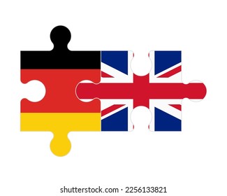 Connected puzzle of flags of Germany and United Kingdom, vector
