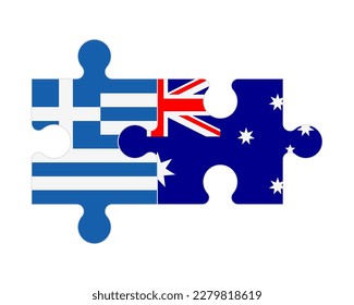 Rompecabezas conectado de banderas de Grecia y Australia, vector