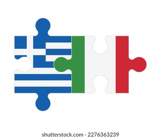 Connected puzzle of flags of Greece and Italy, vector