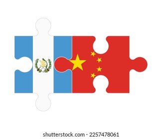 Connected puzzle of flags of Guatemala and China, vector