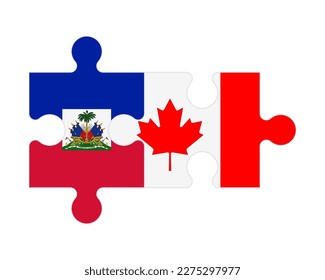 Connected puzzle of flags of Haiti and Canada, vector