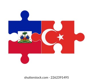 Connected puzzle of flags of Haiti and Turkey, vector