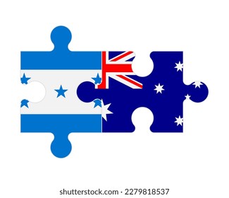 Rompecabezas conectado de banderas de Honduras y Australia, vector