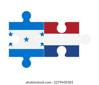 Connected puzzle of flags of Honduras and Netherlands, vector